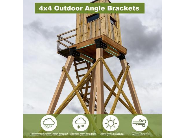 Deer Stand Brackets 4x4 Deer Blind Bracket - 4Pcs Heavy Duty Elevator Brackets Beam Support Platform Bracket for Hunting Blinds, Tree Houses,.