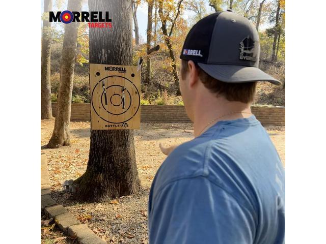 Targets Battle Axe Single Wood Throwing Target Board with Metal Chain for Outdoor and Camping Axes, Hatchets, 28 x 2.5 x 36.25 Inches, Black