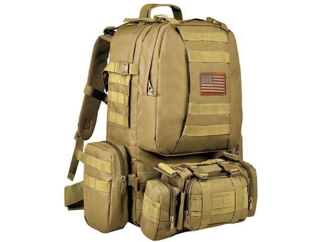 Tactical Backpack Military Army Rucksack 60L Large Assault Pack Detachable Molle Bag