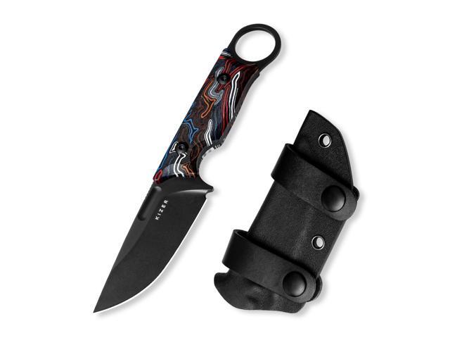 Cabox Fixed Blade Hunting Knife - 3.36' D2 Steel, G10 Handle with Sheath - Survival & Camping - 1048M1
