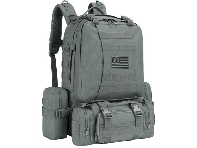 Tactical Backpack Military Army Rucksack 60L Large Assault Pack Detachable Molle Bag, Grey
