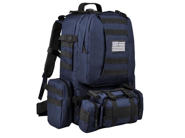Tactical Backpack Military Army Rucksack 60L Large Assault Pack Detachable Molle Bag, Blue
