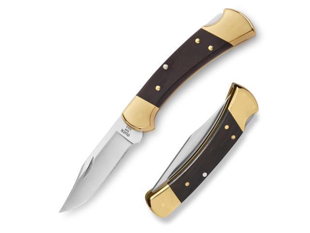 112 Ranger Hunting Knife, 3' Blade, Lockback Design, Ebony Handle, Brass Bolsters, 420HC Stainless Steel Clip Point Blade, Sheath Included, Folding...