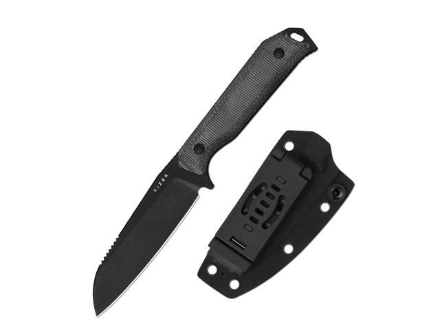 Begleiter Fix Fixed Blade Knife, 3.75' Sheepsfoot 3V Blade Hunting Knives with Kydex Sheath, Black Micarta Handle EDC Knife for Camping Hunting...