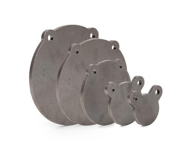 Set of 5, 3/8' AR500 Steel Gong Shooting Targets, Laser-Cut Raw Steel 3' 4' 6' 8' 10' Dia. Swing Paddles, Gong Shooting Target with Instant...