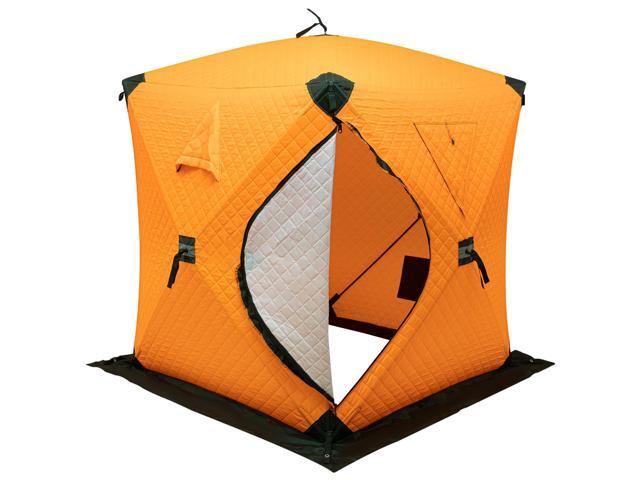 Pop-Up Ice Fishing Tent,1 to 2 Persons Portable Hub-Style Shelter with Waterproof Oxford Fabric, Includes Anchors, Ropes & Carry Bag,Insulated Ice.