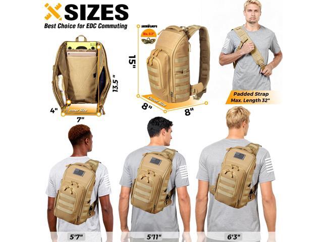 DBTAC Tactical Personal Defense EDC Bags & Packs 10L Military Shoulder Backpack with Sling for Concealed Carry, Range, Travel, Hiking, Outdoor.