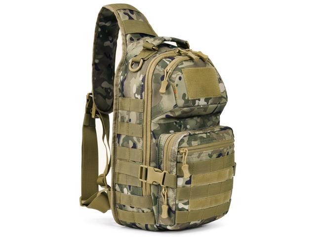 15L 1050D Urban Tactical Sling Bag for Men, 12 Inch Laptop, Camo Water Resistant Heavy Duty MOLLE Crossbody One Shoulder Strap Backpack, Everyday.