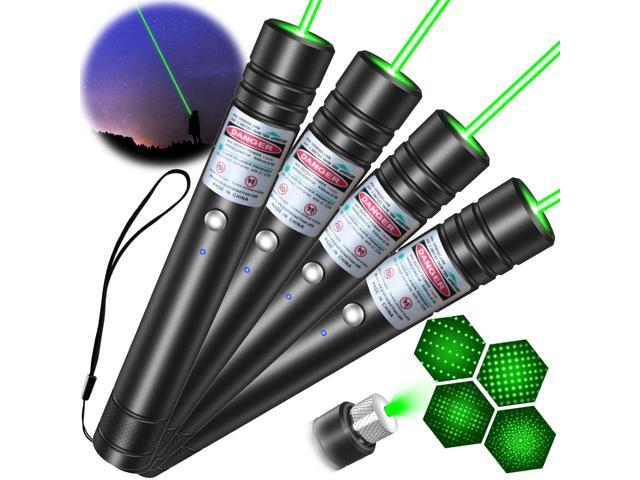 [4 Packs] Green Beam Light Flashlight Long Range, USB Rechargeable Tactical Flashlights with Star Cap Adjustable for TV/LED/LCD Screens,.