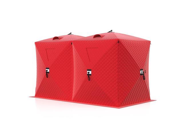 Pop-Up Ice Fishing Tent for 3-4 Persons Windproof & Warm Winter Shelter with Insulated Oxford Fabric Portable Hub-Style Design Includes 6...