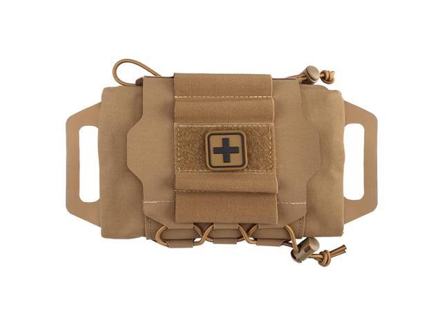 IFAK Roll Medical Pouch for MOLLE Gear & Duty Belt Quick Deploy Trauma Kit Carrier with Hypalon Handle, Elastic Loops & Patch Panel