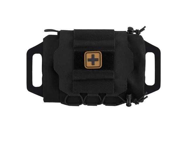 IFAK Roll Medical Pouch for MOLLE Gear & Duty Belt Quick Deploy Trauma Kit Carrier with Hypalon Handle, Elastic Loops & Patch Panel