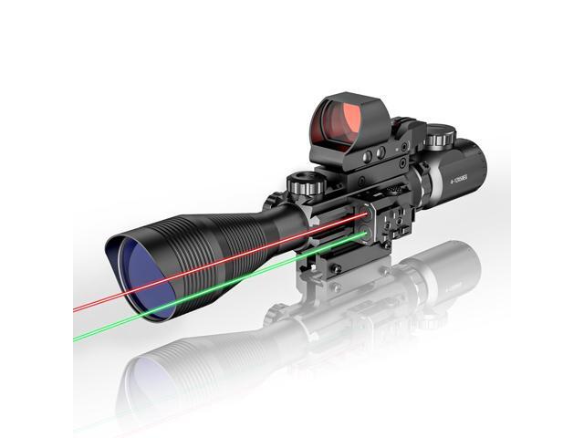4-12/16x50EG Hunting Rifle Scope Tactical Red/Green Dual Illuminated Range Finder with Green/Red Laser 4 Models Holographic Reticle Reflex Red Dot...