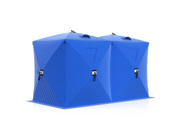 Insulated Pop-Up Ice Fishing Tent, 6-8 Person Portable Hub-Style Tent, Windproof Thermal Shanty with Hub Design, 420D 3-Layer Fabric for Winter...