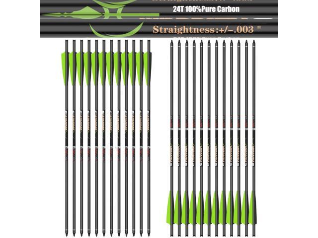 100% Pure Carbon Crossbow Bolts, 0.001'/0.003'/0.006' Buy 12 Get 12 Free! 20/22 Inch Professional Standard Hunting Crossbolts with Removable...