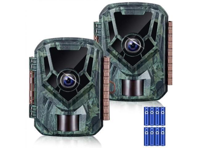 2 Pack Trail Cameras 36MP 2.7K, 8AA Batteries, Game Camera with Night Vision Motion ActivatedWaterproof lP66 0.1s Trigger Time w/ 130°Wide-Angle...