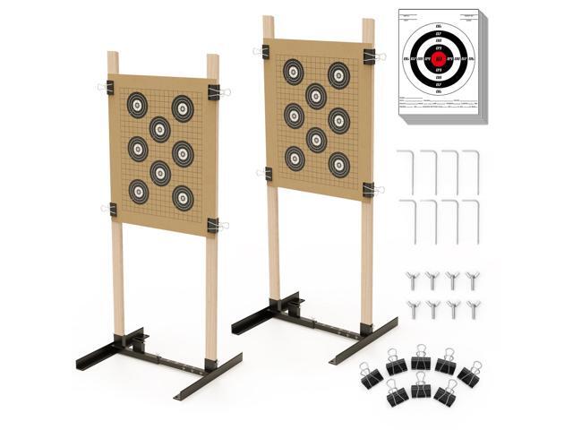 Shooting Target Stand for Outdoors, Durable Paper Target Holder with Stable Adjustable Base for Paper Shooting Targets Cardboard Silhouette, H...