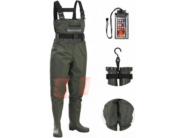 Fishing Waders for Men Women - 2-Ply Nylon/PVC Waterproof Hunting Chest Waders with Boot Hanger & Phone Case, Size9-13