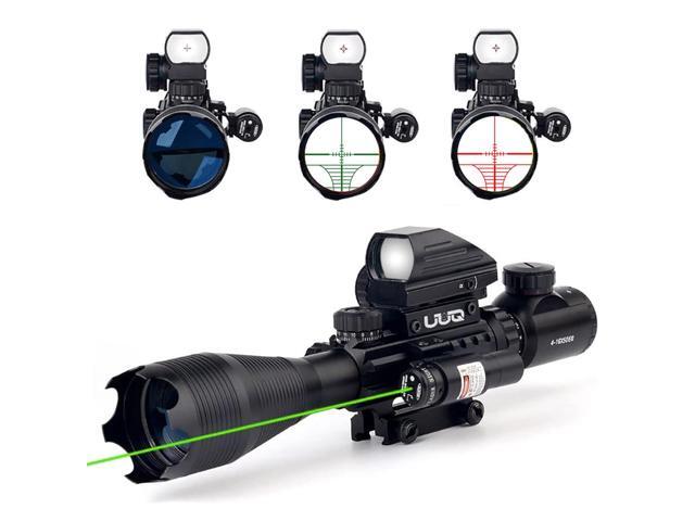 4-16x50 Tactical Rifle Scope Red/Green Illuminated Range Finder Reticle W/Laser Sight and Holographic Reflex Dot Sight
