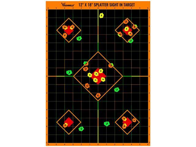 Sight in Splatter Paper Targets - Splash Effect of Multiple Colors - 12x18 Inch