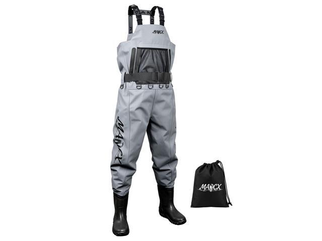 High Strength Nylon PVC Waterproof Fishing Chest Waders with Bootfoot 600D Premium Ripstop Nylon Taslon Fabric,Dmultiple D-rings,Anti-Slip.
