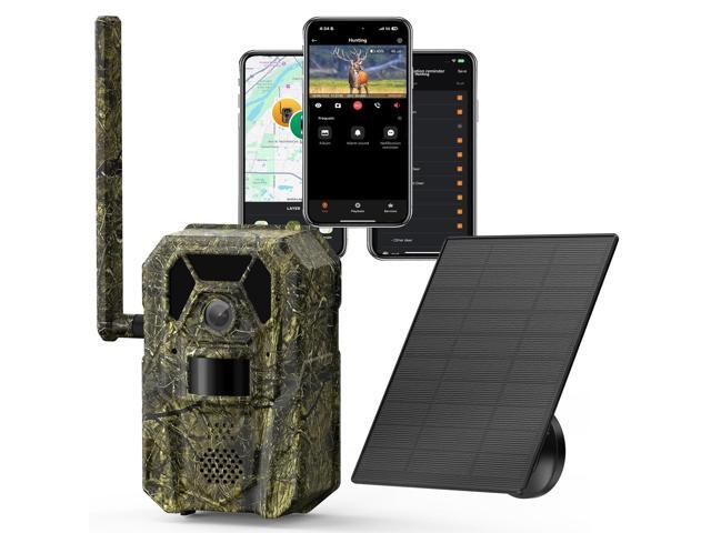 Cellular Trail Camera 4G Wild Game Cameras 13,000 mAh Battery Solar Panel 2K Audible Video No-Glow IR Night Vision IP66 Waterproof for Wildlife...