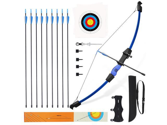 40' Youth Bow and Arrow Set for Kids 8-12 & Teens - Ambidextrous Recurve Archery Gear with Safety Arrows - Toys for Ages 8-13, Backyard Games Gift.