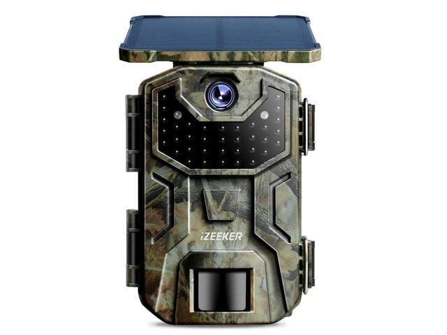 Solar Trail Camera with Night Vision Motion Activated 4K 30fps 48MP, Game Camera, No WiFi, High Capacity Lithium Battery Deer Camera IP66.