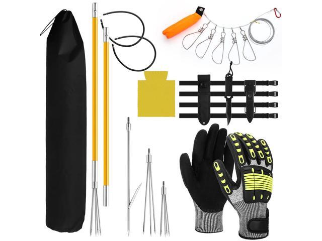14 Pcs Hawaiian Sling Fishing Spear Set Fiberglass Pole Spear with 3 Prong Tips Diving Lobster Knife with Holster 2 Sheath 2 Pairs Leg Straps Fish...