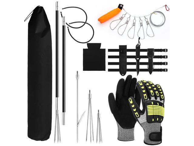 14 Pcs Hawaiian Sling Fishing Spear Set Fiberglass Pole Spear with 3 Prong Tips Diving Lobster Knife with Holster 2 Sheath 2 Pairs Leg Straps Fish.