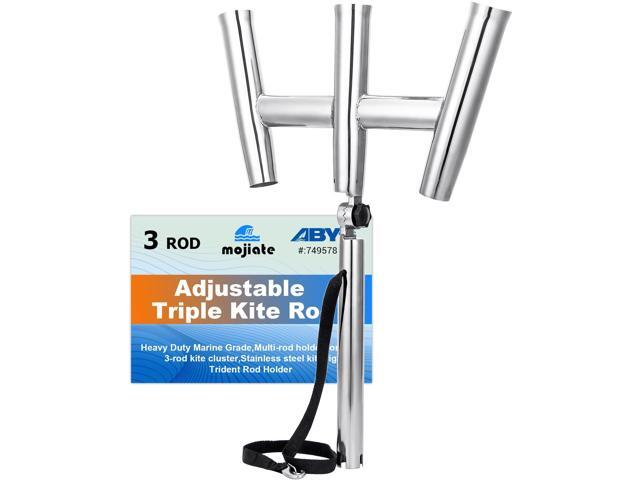 3 Tube Rod Holder-Stainless Steel Trident Outrigger Stylish-Tree Triple Rod Holder Adjustable Silver Kite Fishing Mount 3-Rod Racks for Boat, Ship,...