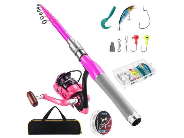 Carbon Fiber Fishing Rod and Reel Combos, Portable Telescopic Fishing Pole with Spinning Reel, Travel Bag for Saltwater Freshwater