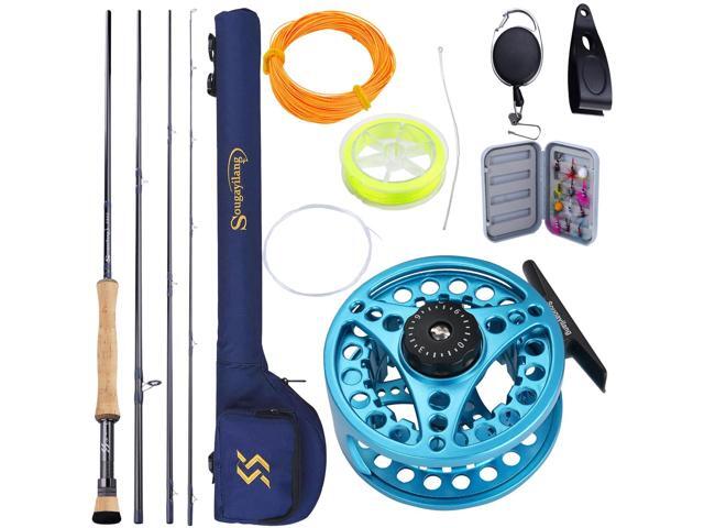 5/6 Weight 9ft Fly Rod, 4-Piece Graphite Rod, Die Cast Aluminum Reel, Carrying Case, Fly Box & Fishing Flies Combo Starter Kit