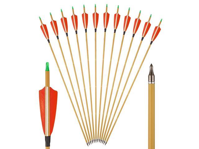 Premium 30' Carbon Hunting Arrows with 4' Real Turkey Feathers Fletching and Removable Tips - 500 Spine Practice Target Arrows for Recurve Bow Long.