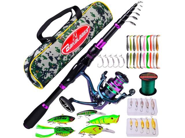 Fishing Rod and Reel Combo - 6.9ft Telescopic Spincast Rod with Left Handed Baitcasting Reel Combos - Sea Saltwater Freshwater Ice Bass Fishing...
