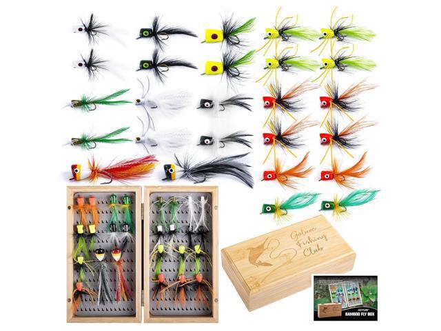 Fly Fishing Poppers Lures, Topwater Popper Flies Bugs Lure, Fly Fish Poppers Fishing Lures Kit, Dry Flies for Panfish Bluegill Crappie Sunfish Bass.