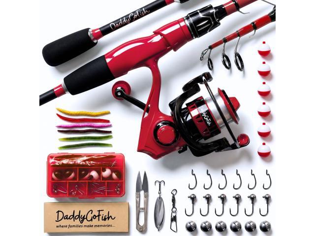 Spinning Fishing Rod and Reel Combo Set with Tackle Box Kids Fishing Pole Carbon Fiber Telescopic Fishing Rod Kit Spinning Reel for Travel.