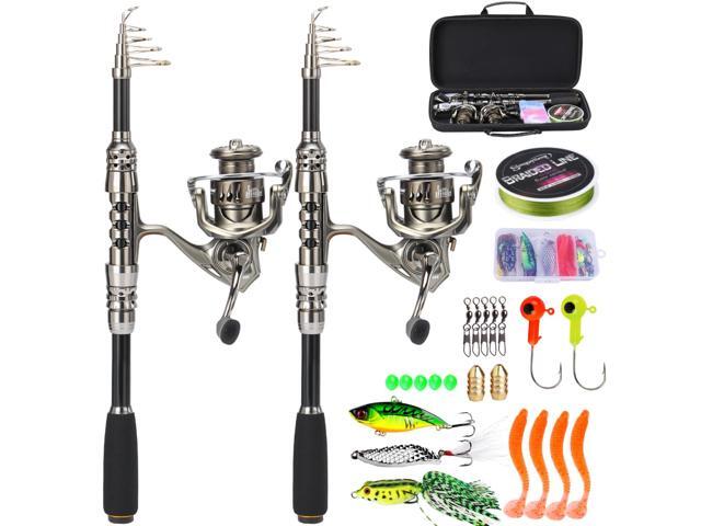 Fishing Rod and Reel Combo 5.9FT Telescopic Carbon Fiber Fishing Pole with 12+1 BB Spinning Reel, Saltwater Freshwater Kit