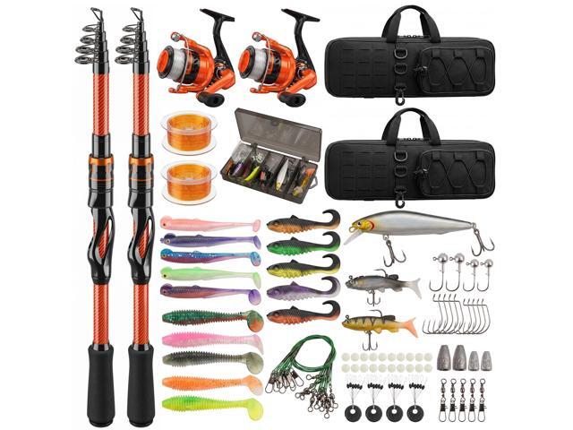 Fishing Rod and Reel Combos, Telescopic Fishing Rod, 2PCS Spinning Reel Set with Carrier Bag, Freshwater Fishing Rod and Reel Combos Kits for.