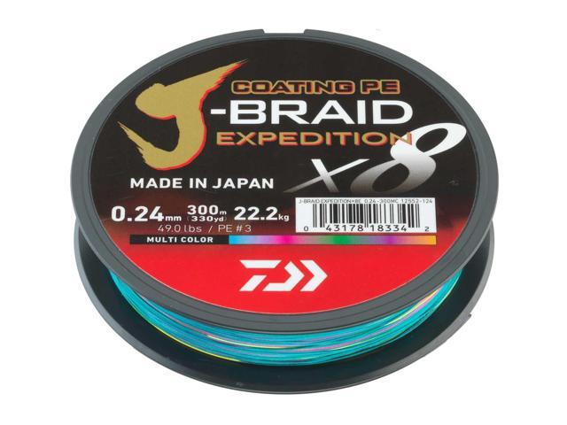 J-Braid Expedition X8E, 300m, Multi-Color, Braided Fishing Line