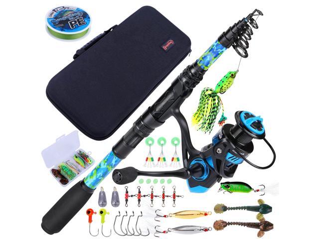 Telescopic Fishing Rod and Reel Combo Full Kit with Carrier Bag, 11+1 Bearings Spinning Reel, Carbon Fiber Travel Pole for Bass, Trout, Catfish,...