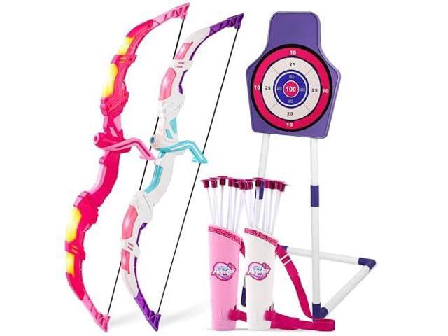 Bow and Arrow Set Girl Toys: 2 Pack LED Light Up Archery Set with 20 Suction Cup Arrows, Birthday Gift for Girls 5 6 7 8 9 10 11 12 Year Old,...