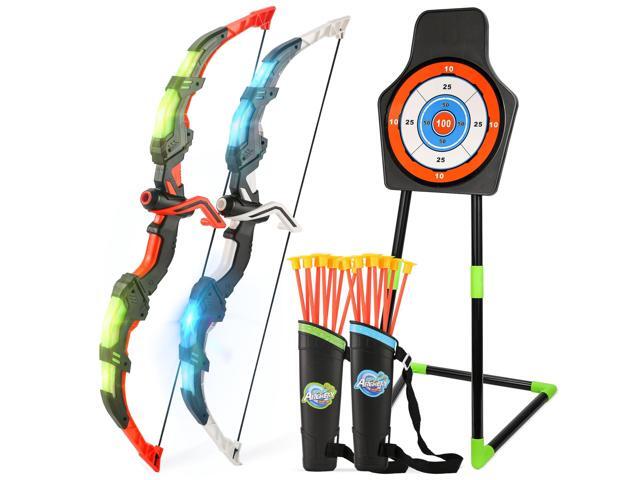 Bow and Arrow Set for Kids, 2-Pack LED Light Up Archery Set with 20 Suction Cup Arrows, Indoor and Outdoor Toy for Boys Girls Age 4-8 8-12 with.