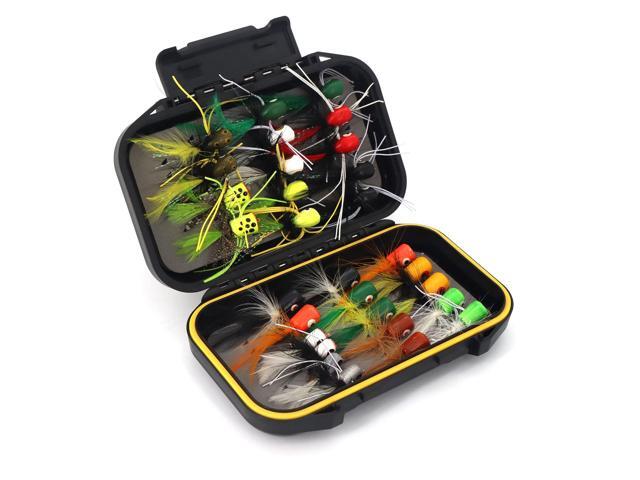 Fly Fishing Flies Assortment Kit Dry Wet Nyphms Tenkara Popper Streamer Woolly Bugger for Trout Bass Salmon Steelhead with Fly Box