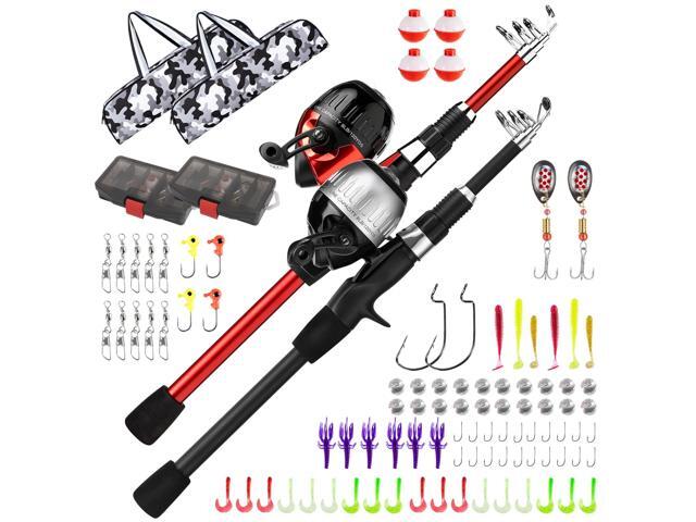 Kids Fishing Pole, Youth Fishing Rod and Reel Combo - Telescopic Portable Fishing Pole with Tackle Box Bag Starter Anglers Set, Fishing Gear Kit.