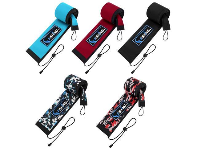 Neoprene Fishing Rod Sleeves for Casting, Spinning, Trolling Pole - Protective Cover Rod Sock with Hanging Loop & Lanyard- Floating, Puncture...