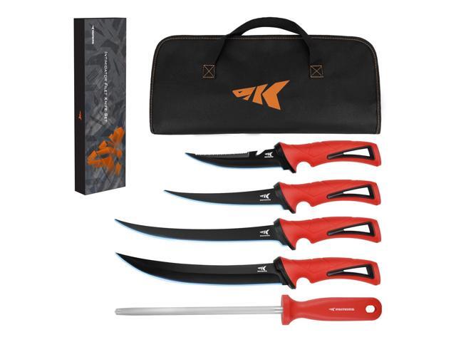 Intimidator Bait Knife and Filet Knives, Ultra-Sharp G4116 German Stainless-Steel Blades, Fresh or Saltwater, Non-Slip Handle, Durable Storage Bag,...