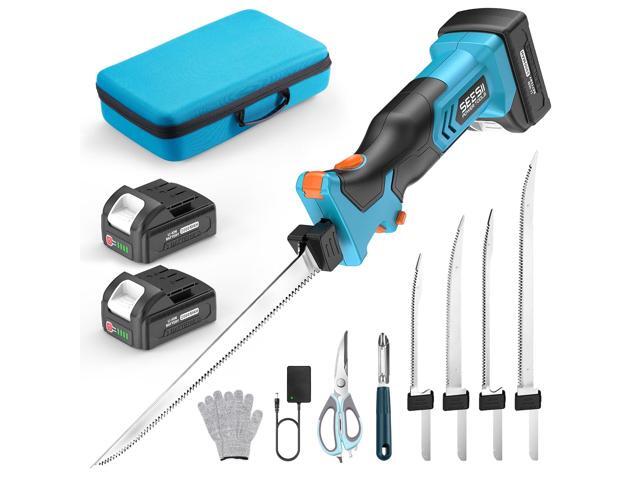 Cordless Electric Fillet Knife with 4 Blades, 100 Mins High Speed Filet Knife for Fish, Ergonomic Non-Slip Grip, Safty Lock, Carry Bag Kit for...