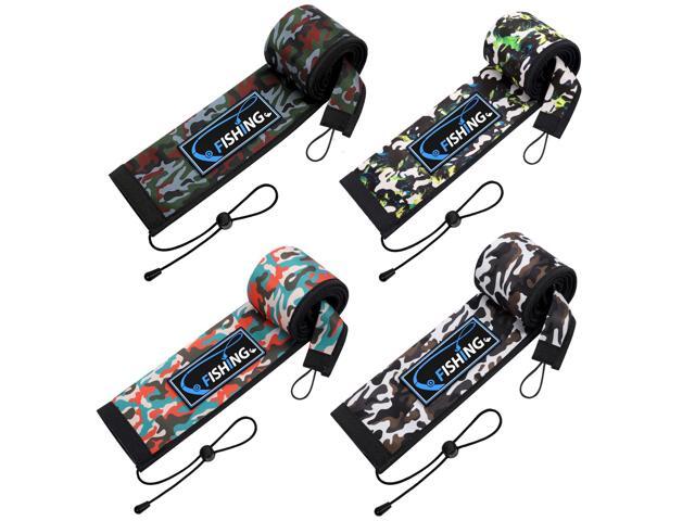 Neoprene Fishing Rod Sleeves for Casting, Spinning, Trolling Pole - Protective Cover Rod Sock with Hanging Loop & Lanyard- Floating, Puncture...