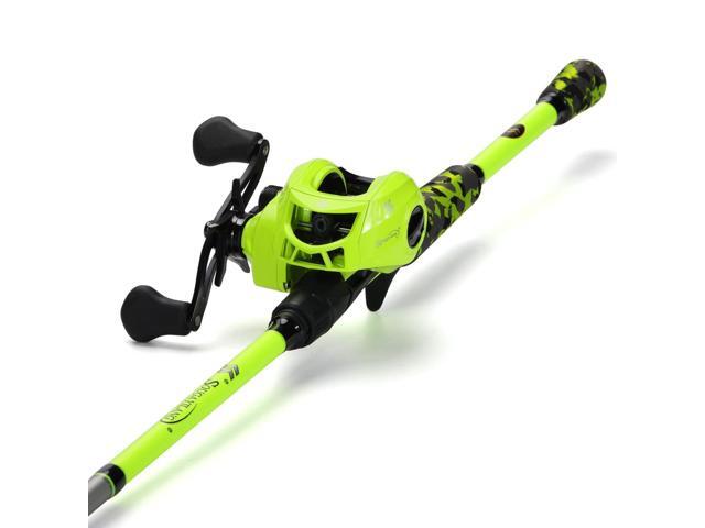 Baitcaster Combo, IM7 Graphite 2Pc Blank Rods,M/MH Power,EVA Handle & Stainless Steel Guides7.1:1 Gear Ratio, 18LB Drag for Bass, Walleye, Pike